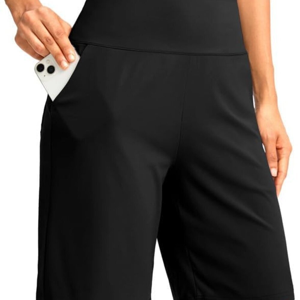 Women's Bermuda Long Shorts With Pockets Black Xx-Large